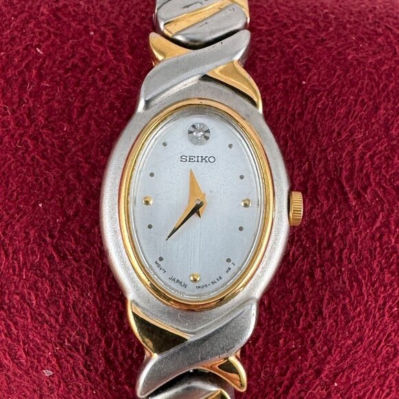 Seiko Diamond Quartz Watch, 2-Tone X's and O's Gold and Silver Tone Bracelet